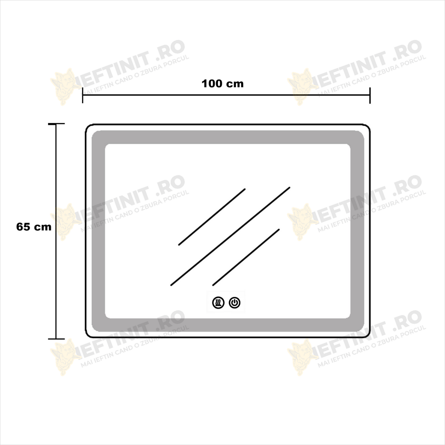 Oglinda LED Odin 98x65cm, 3 Lumini, Dezaburire si Touch OD052