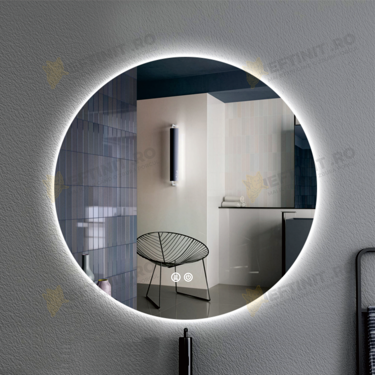 Oglinda LED Odin Rotunda 60cm, 3 Lumini, Dezaburire si Touch OD006