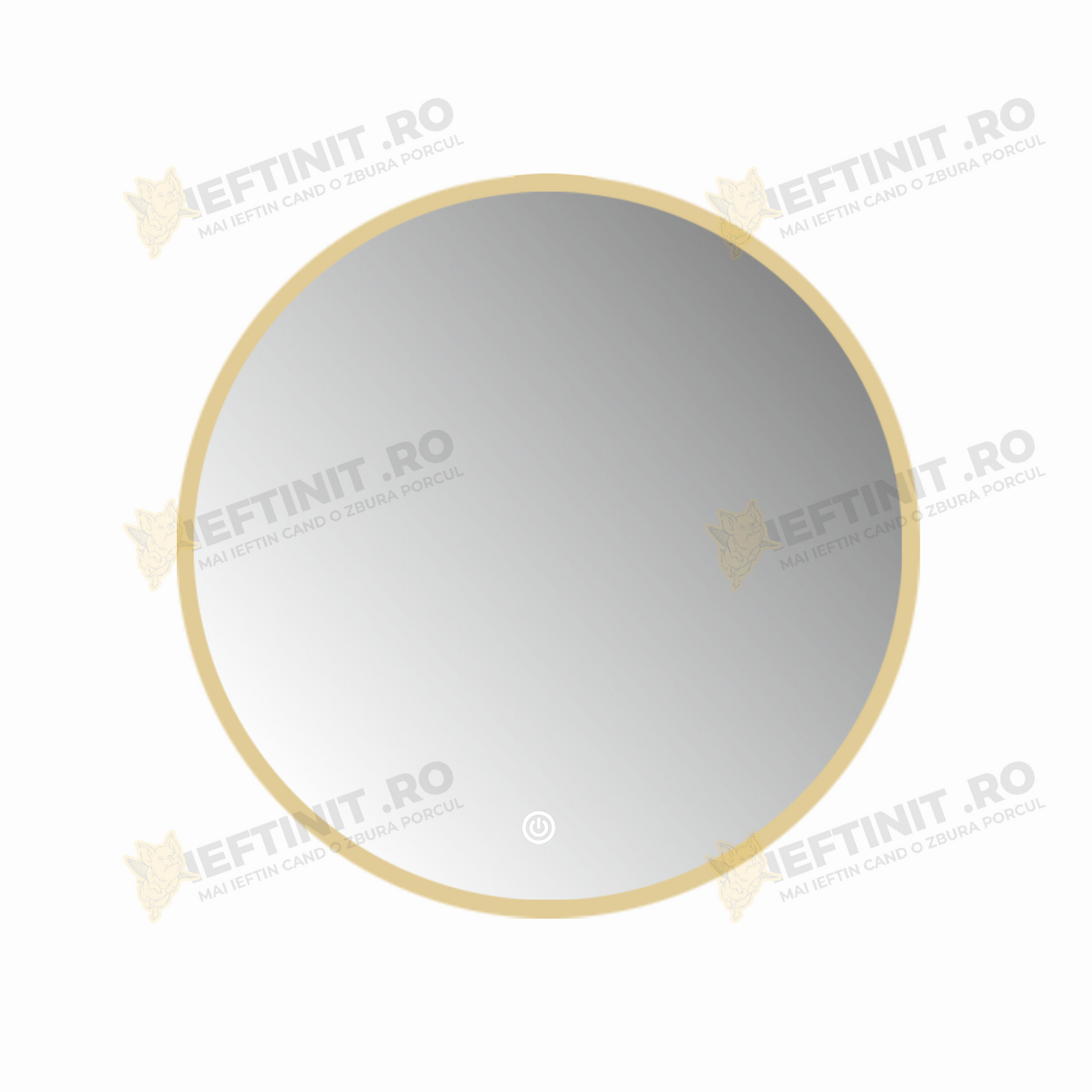 Oglinda LED Odin 60×60 cm Rotunda, Rama Aurie, Buton Touch 3 Tipuri de Lumina, Dimabila OD006X