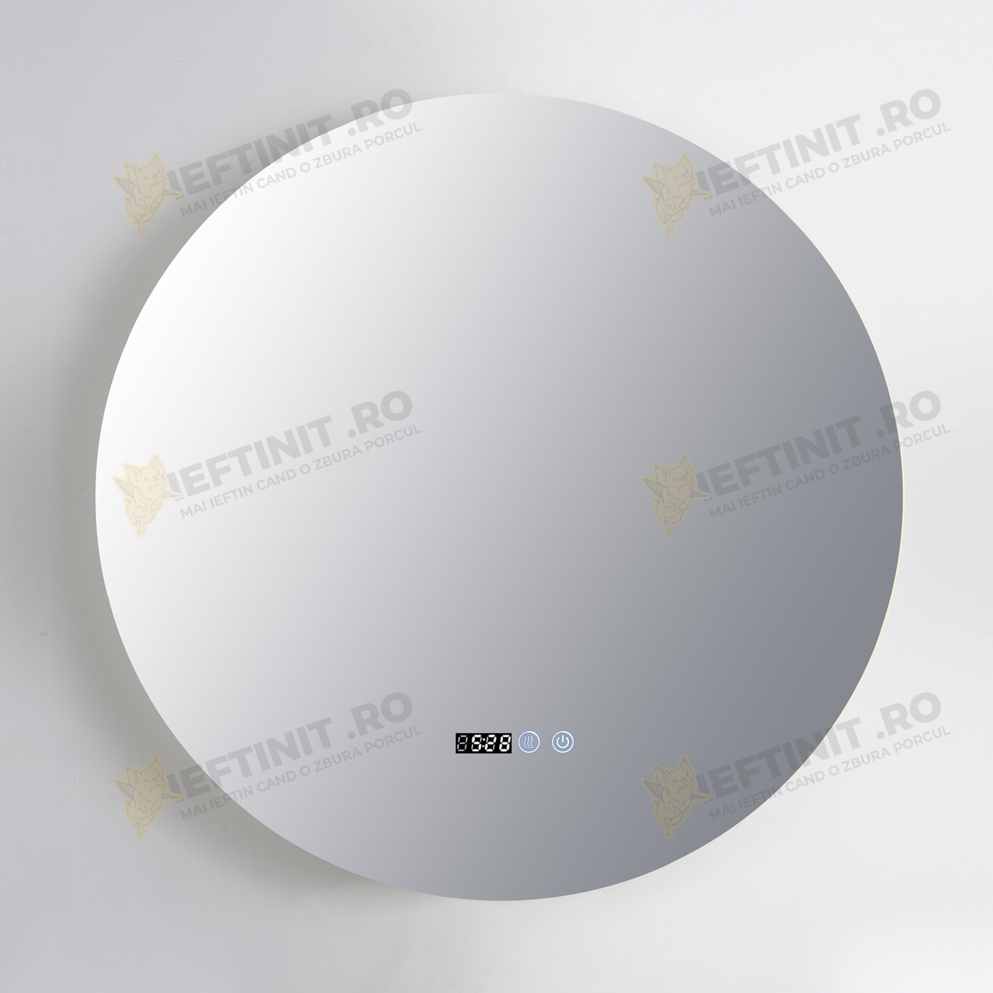 Oglinda LED Odin 80×80 cm Rotunda, Buton Touch, Dezaburire, Ceas si Temperatura, 3 Tipuri de Lumina OD007-80