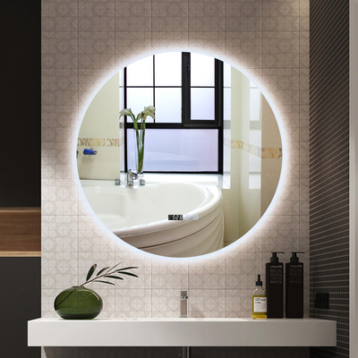 Oglinda Baie LED Odin 70×70 cm Rotunda, Dezaburire, Touch, Ceas si Temperatura OD007-T