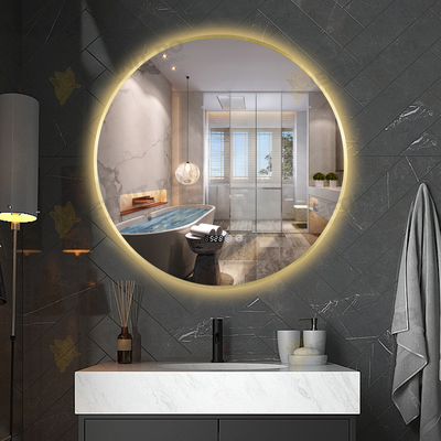 Oglinda LED Odin Rotunda 70cm Rama Aurie, Ceas, Temperatura, Touch si 3 Lumini OD010T/G