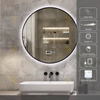 Oglinda LED Odin Rotunda 70cm Rama Neagra, Ceas, Temperatura, Touch si 3 Lumini OD010T/N