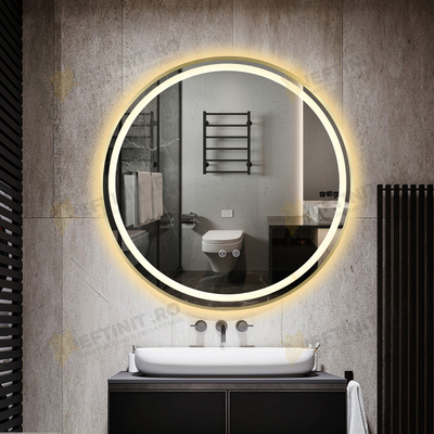 Oglinda LED Odin Rotunda 70cm Rama Aurie, Touch si 3 Lumini OD016/G