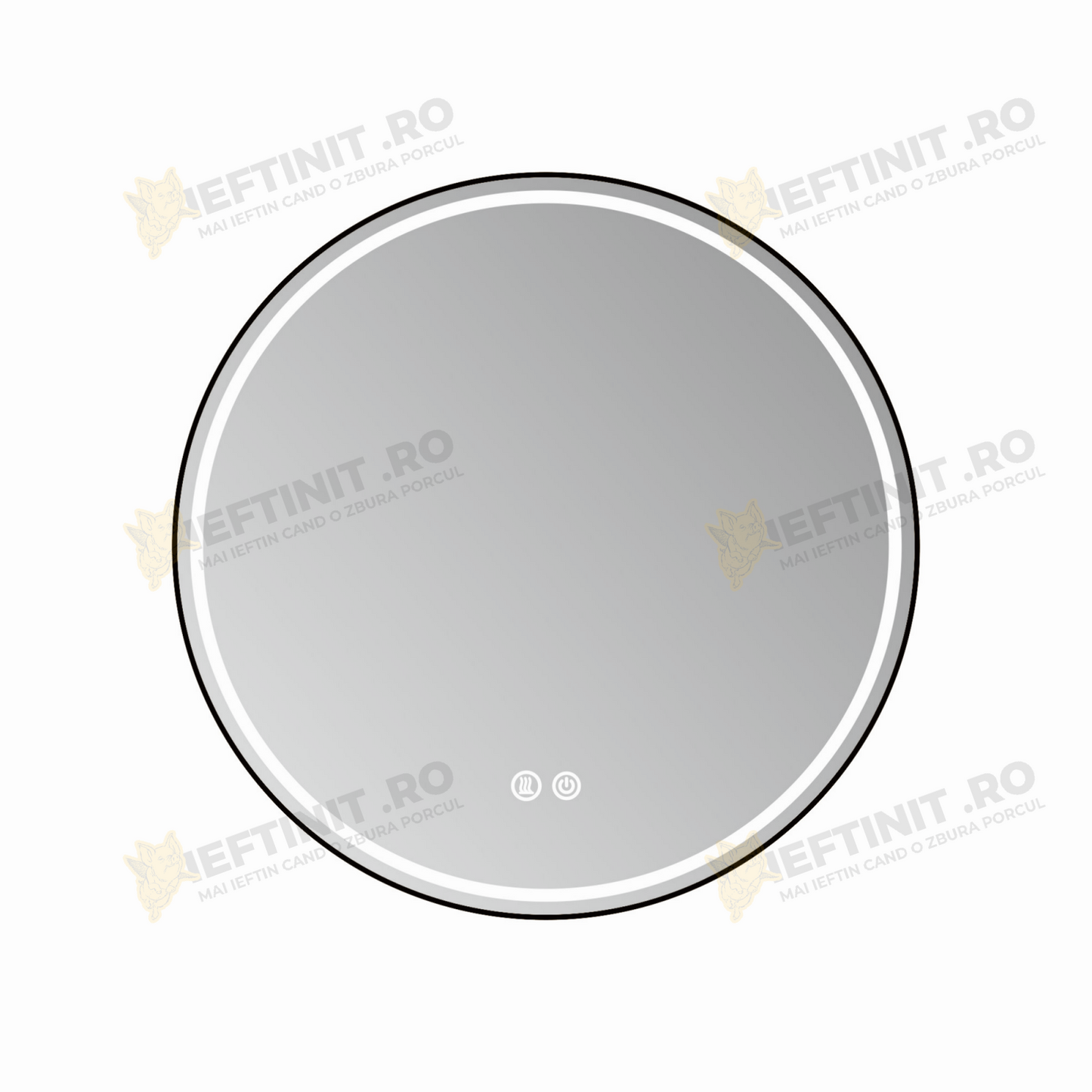 Oglinda LED Odin Rotunda 70cm Rama Neagra, Touch si 3 Lumini OD016/N