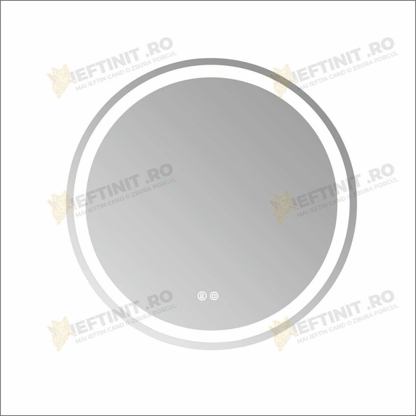 Oglinda LED Odin 70×70 cm Rotunda cu Touch, Dezaburire, 3 Tipuri de Lumina, Dimabila OD019