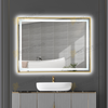 Oglinda Baie Odin cu LED si Dezaburire, Dreptunghiulară, Ramă Aurie 80×60 cm, Touch, 3 Tipuri de Lumina, Dimabilă OD033-G