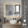 Oglinda Baie Odin cu LED si Dezaburire, Dreptunghiulară, Ramă Aurie 80×60 cm, Touch, 3 Tipuri de Lumina, Dimabilă OD033-G