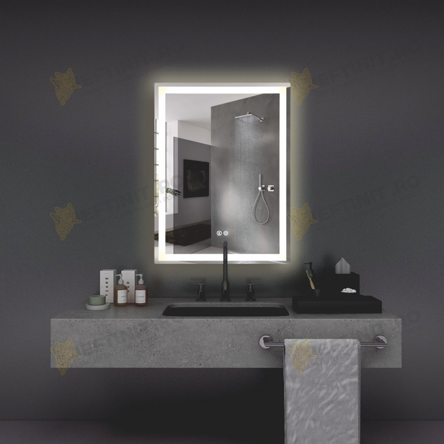 Oglinda Baie Odin LED 60×80 cm, Dezaburire, Touch, 3 Tipuri de Lumina, Dimabila OD037