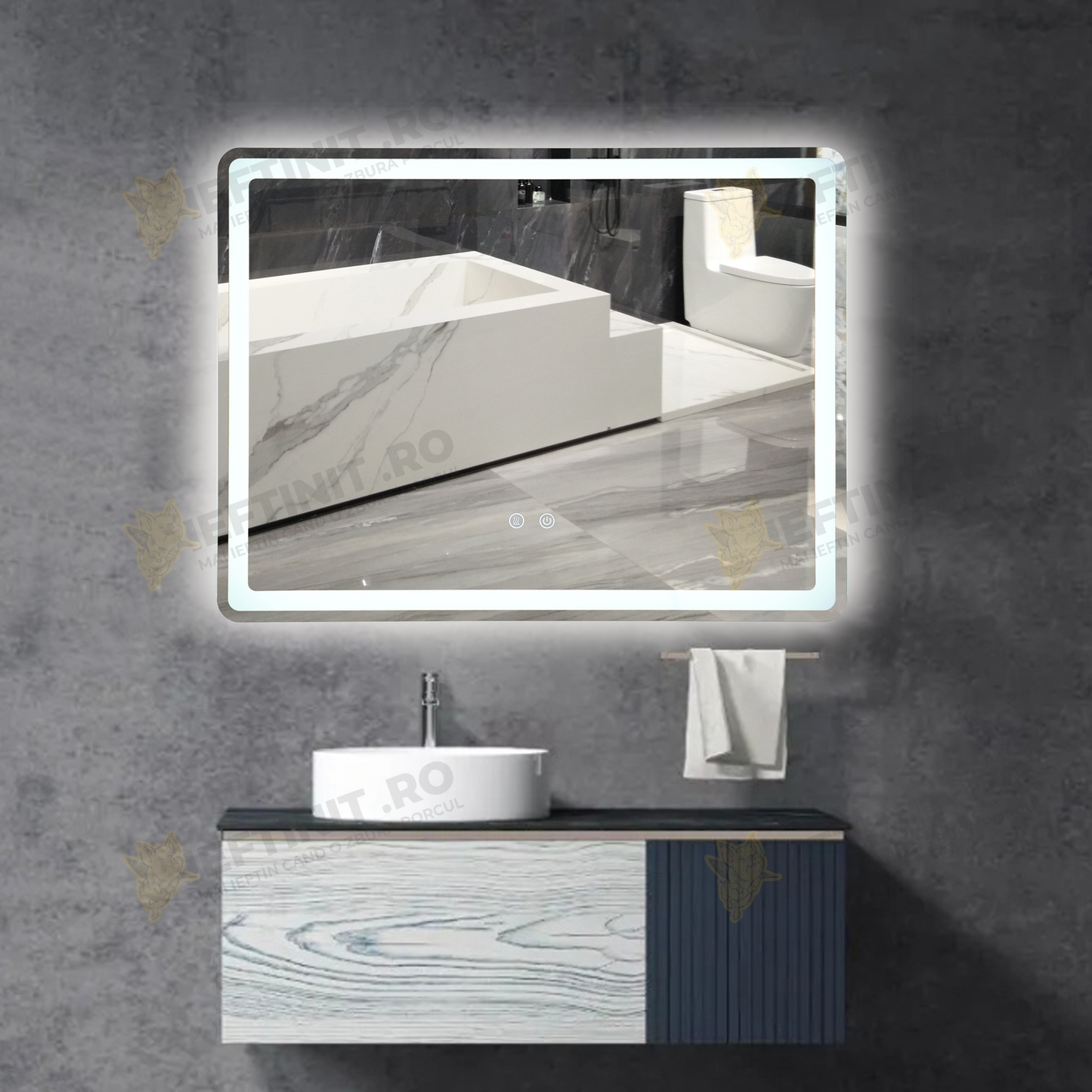 Oglinda LED Odin 80x60cm, 3 Lumini, Dezaburire si Touch OD037Y