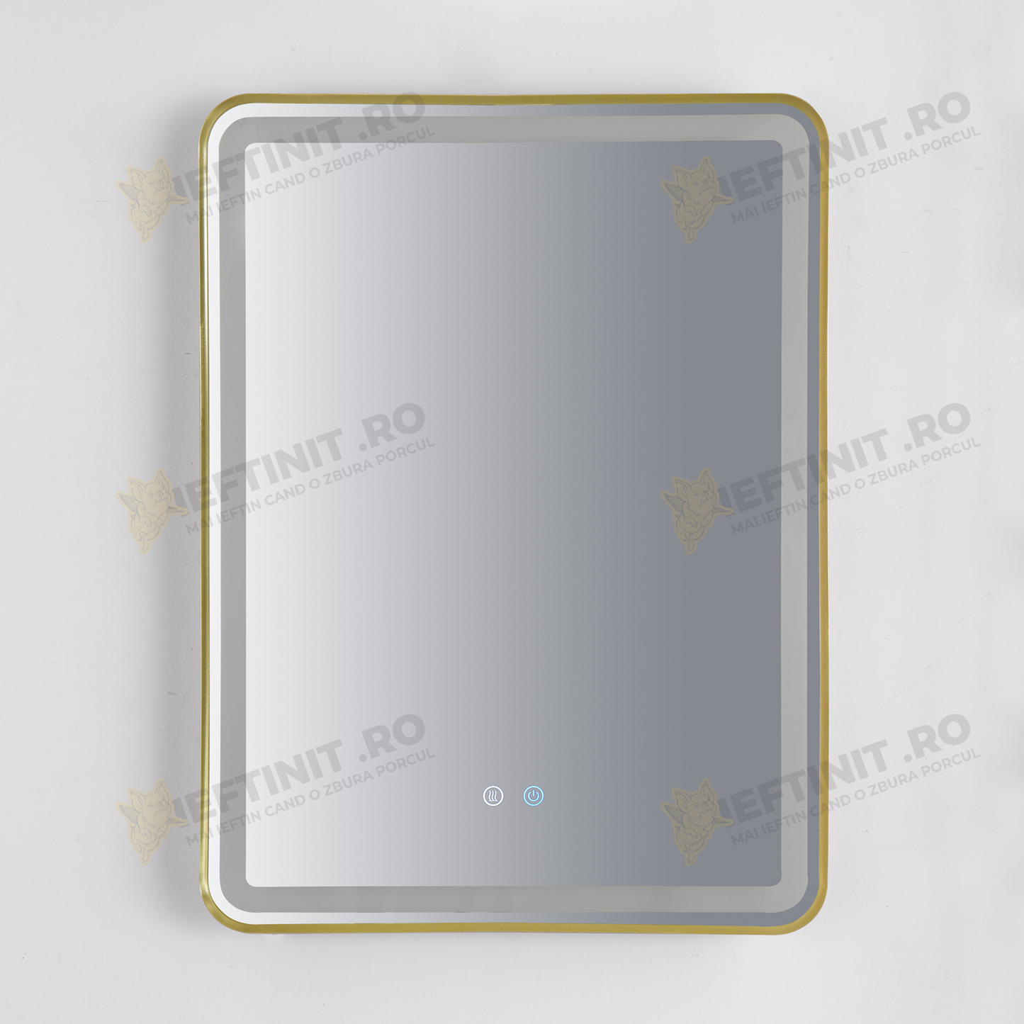 Oglinda LED Odin 60x80cm Rama Aurie, 3 Lumini, Dezaburire si Touch OD039/GD