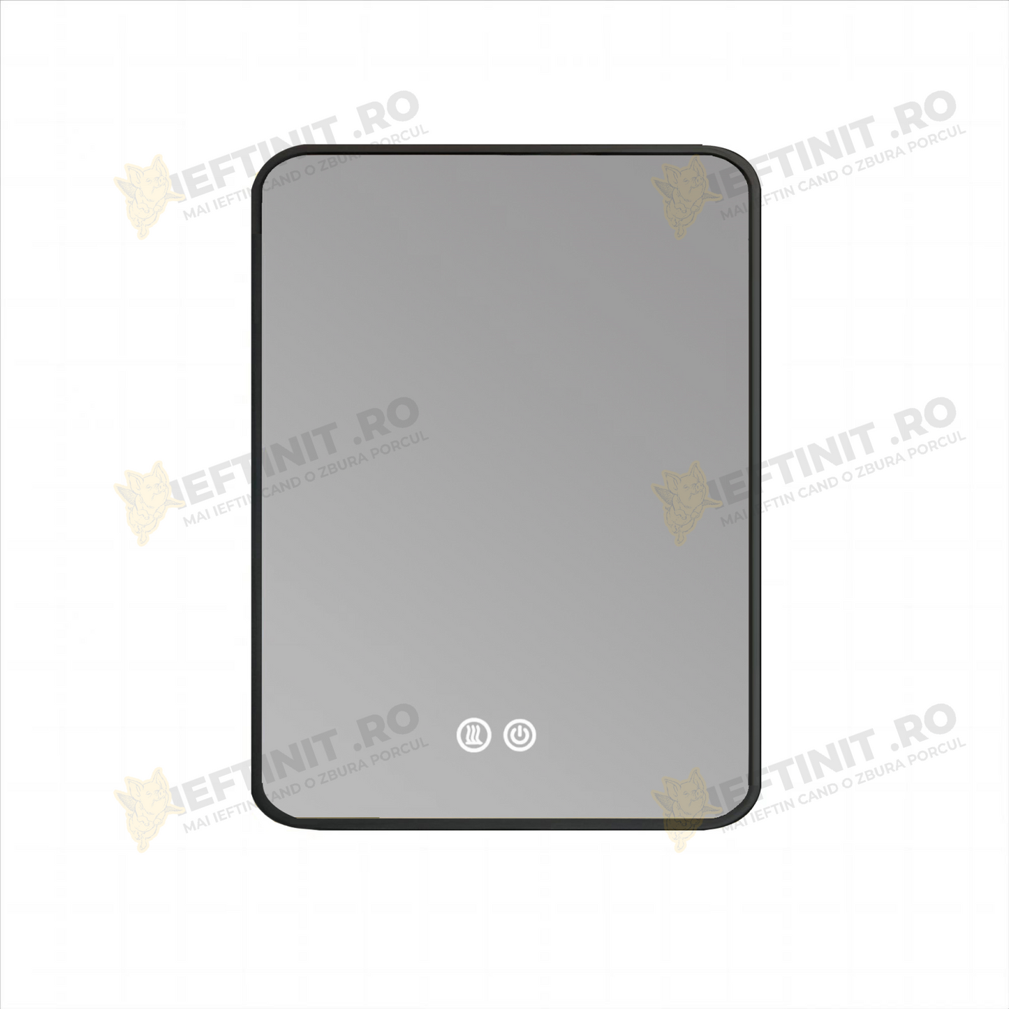 Oglinda LED Odin 60x80cm Rama Neagra, 3 Lumini, Dezaburire si Touch OD041-N