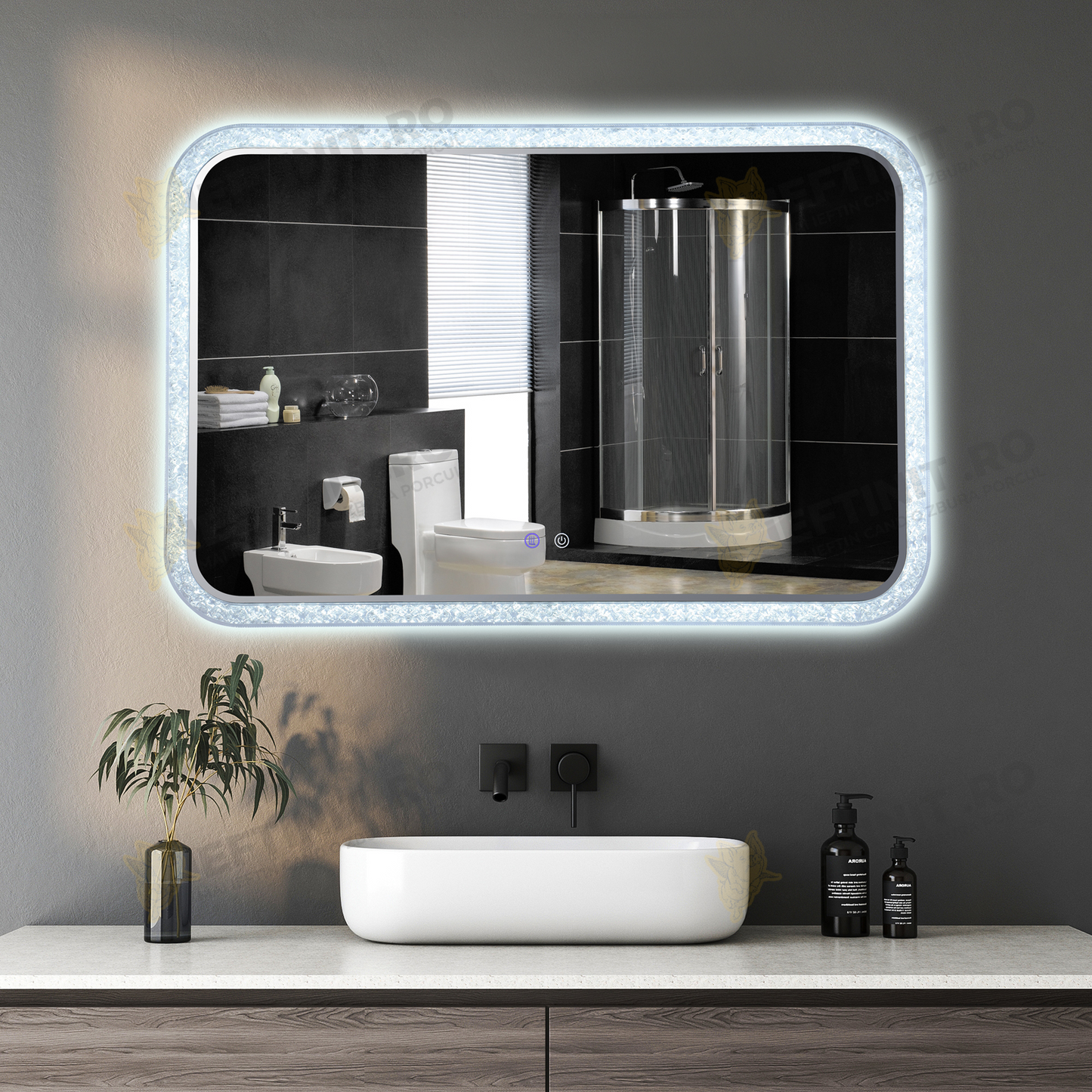 Oglinda LED Odin 98x65cm, 3 Lumini, Dezaburire si Touch OD052