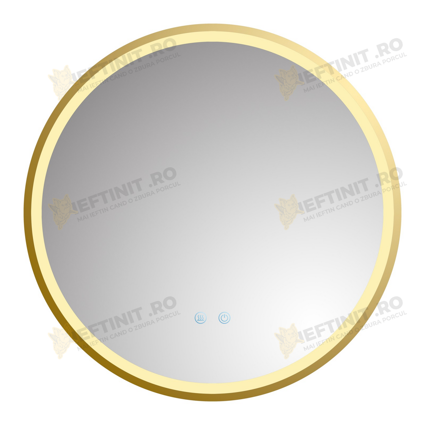 Oglinda LED Odin 60×60 cm Rotunda, Rama Auriu Mat, Buton Touch 3 Tipuri de Lumina, Dimabila OD22021-5