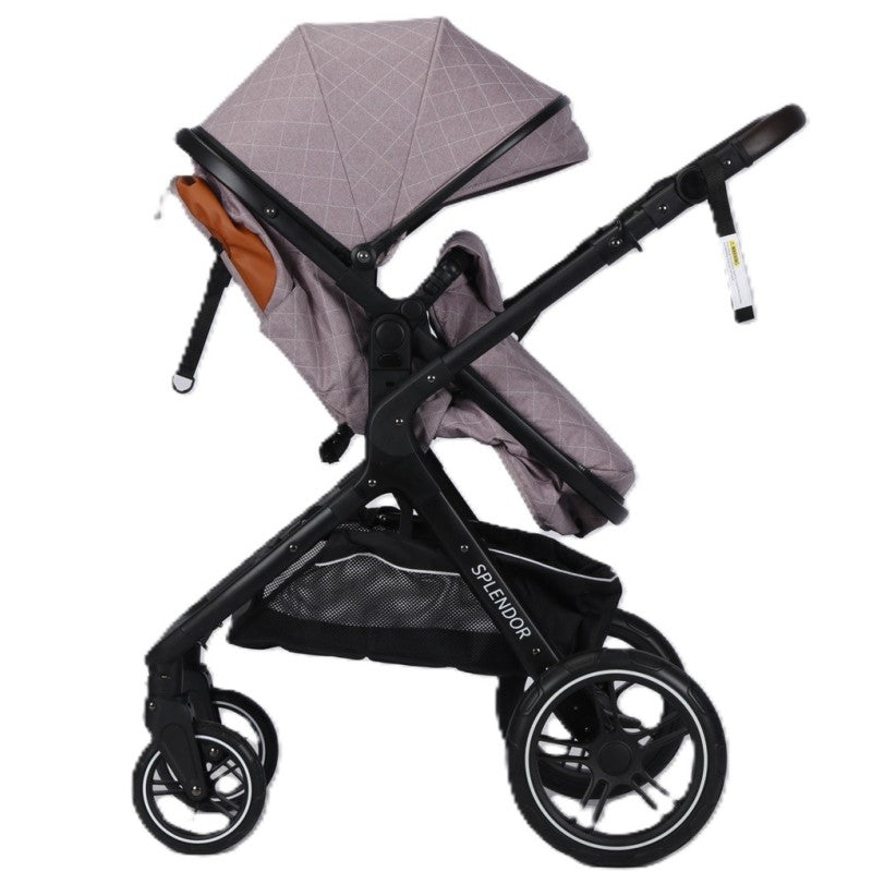 Carucior multifunctional 2 in 1, suspensii, roti EVA, maner reversibil, parasolar, Splendor  SPX1KHAKHI (kaki)