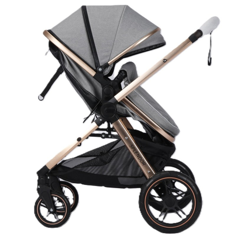 Carucior multifunctional 2 in 1, suspensii, roti EVA, maner reversibil, parasolar, Splendor  SPX2GRI (gri)