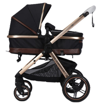 Carucior multifunctional 2 in 1, suspensii, roti EVA, maner reversibil, parasolar, Splendor  SPX2NEGRU (negru)