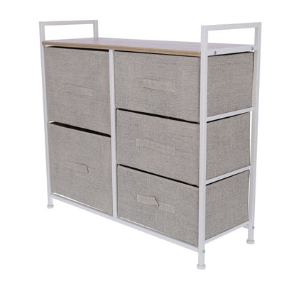 Comoda cu 5 sertare , 83 x 29 x 77 cm , Blueberg TB72 (crem)