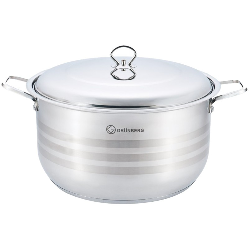 Cratita inalta, profesionala, cu manere groase nituite, cu capac din inox, 34 cm , 16 l , Grunberg GR8134