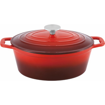 Cratita ovala cu capac, din fonta emailata, 4.00 l, 28x22 cm, Grunberg GR8628