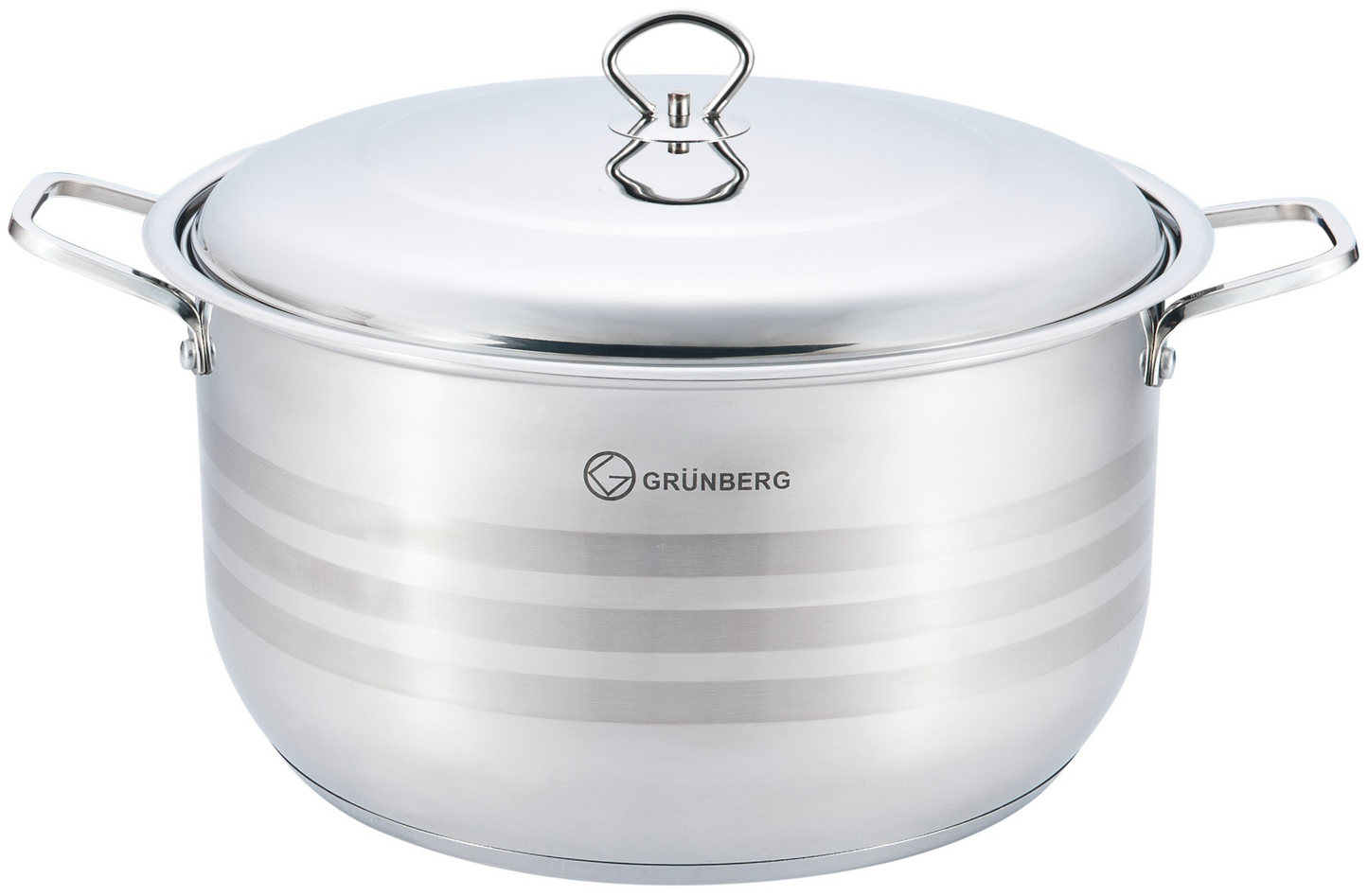Cratita inalta, profesionala, cu manere groase nituite, cu capac din inox, 38 cm , 23 l , Grunberg GR8138