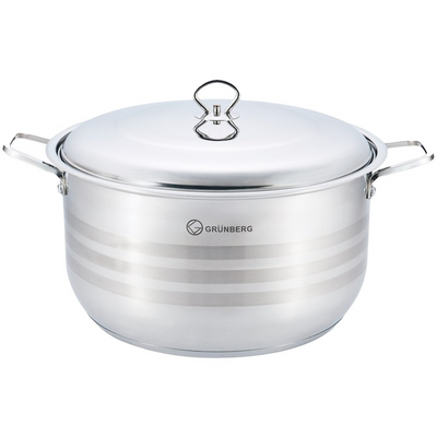 Cratita inalta, profesionala, cu manere groase nituite, cu capac din inox, 36 cm , 20 l , Grunberg GR8136