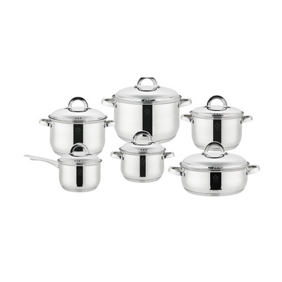 Set 12 piese , 6 vase din inox cu capace din inox, Grunberg GR1512