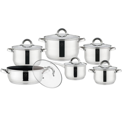 Set 12 piese , 6 vase din inox cu capace din sticla, Grunberg GR1513
