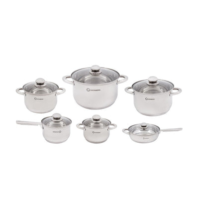 Set 12 piese , 6 vase din inox cu capace din sticla, Grunberg GR244