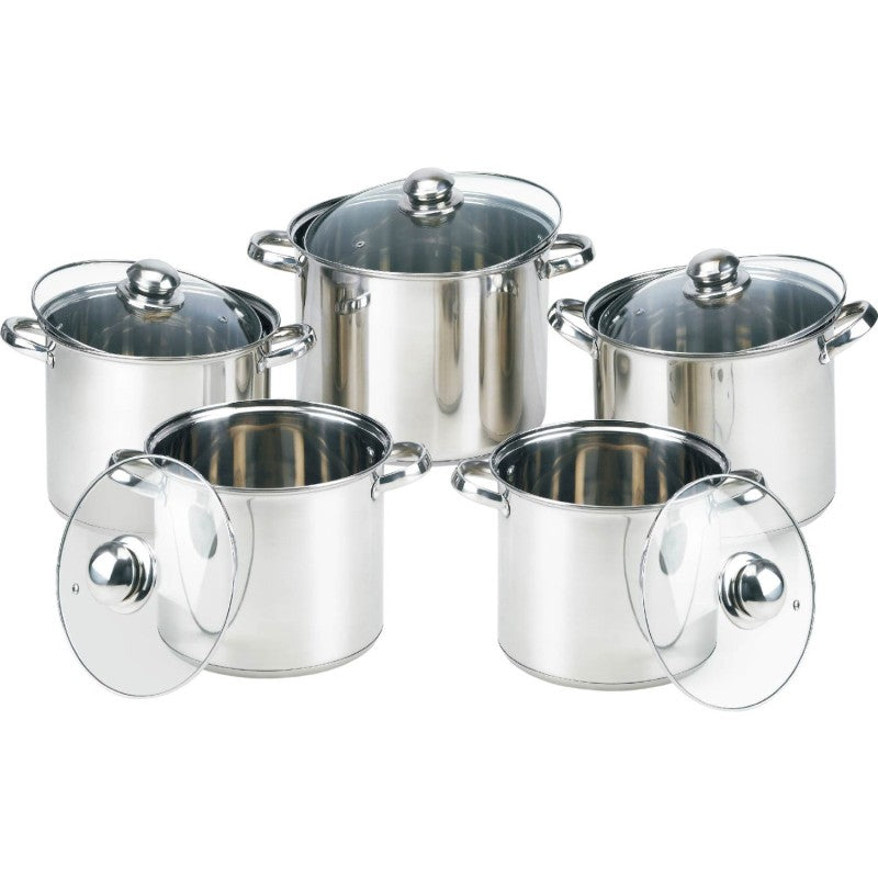 Set oale din inox cu capace din sticla 10 piese Grunberg  GR1053