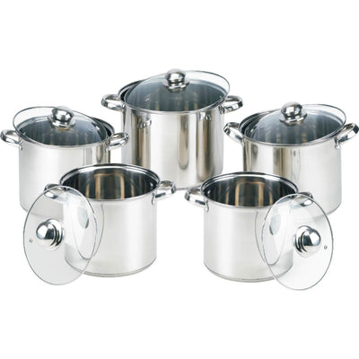 Set oale din inox cu capace din sticla 10 piese Grunberg  GR1053