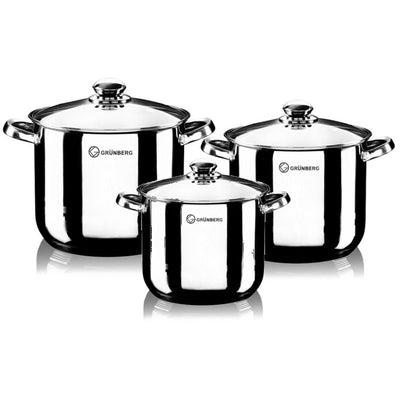 Set oale din inox cu capace din sticla , 6 piese , Grunberg  GR1052